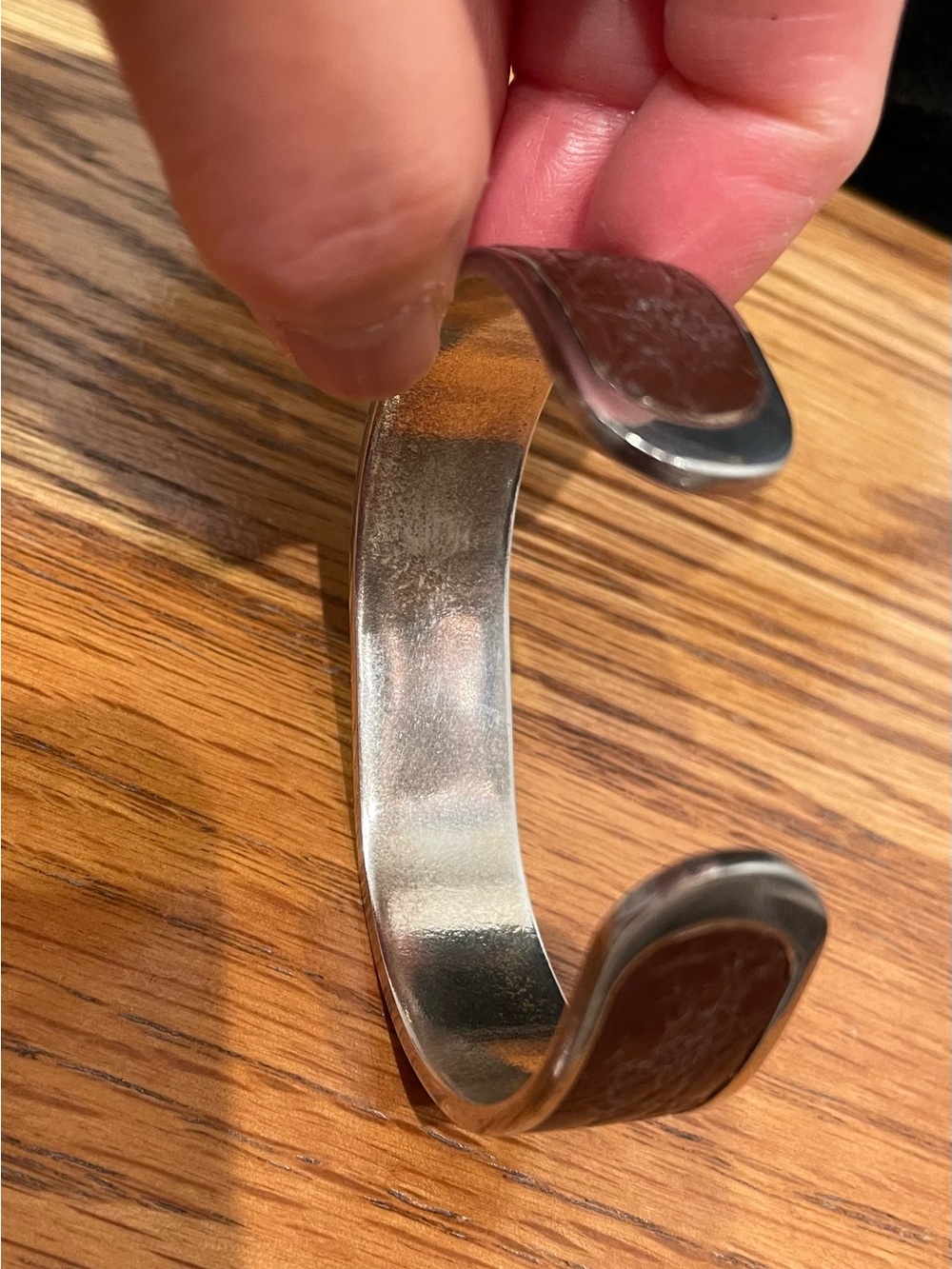 Sterling Silver Brown Leather Inlay Adjustable Cuff Bracelet Excellent Shape - Picture 4 of 8